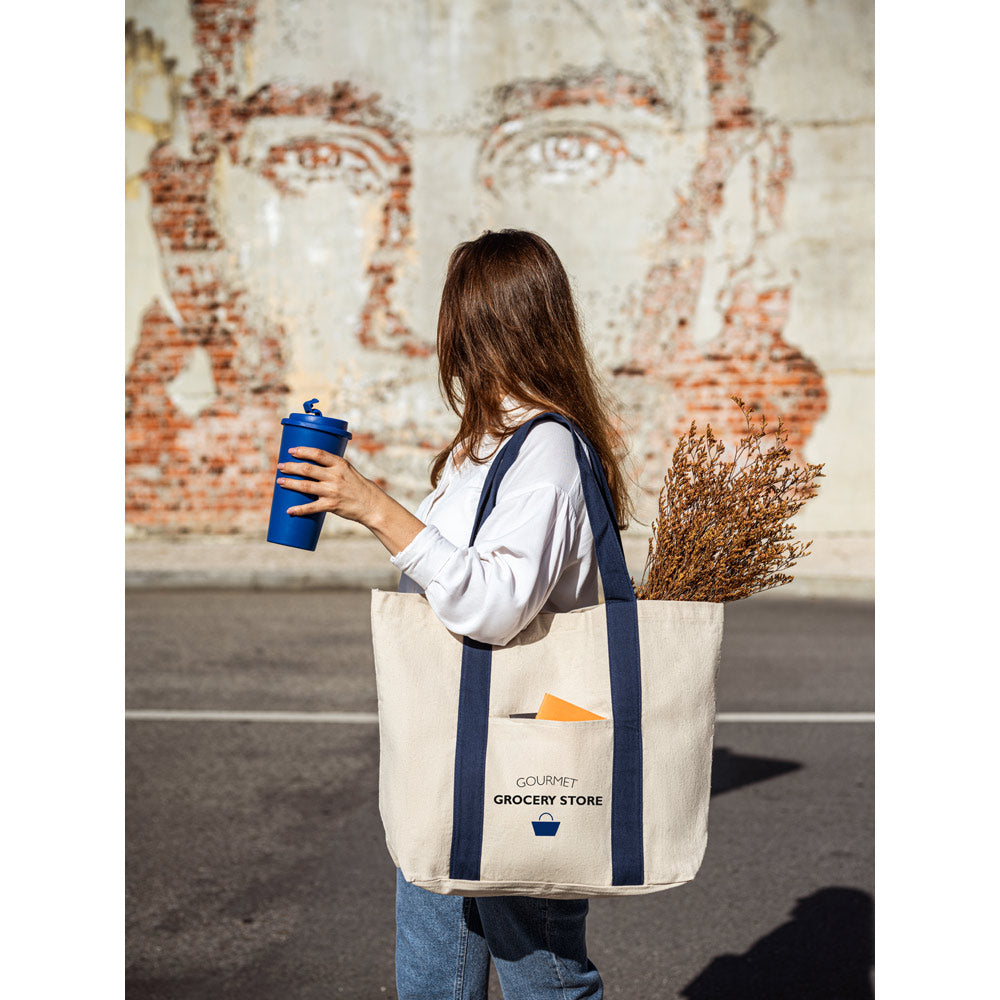 VILLE. Saco 100% algodão canvas com bolso frontal e interior (280 g/m²)