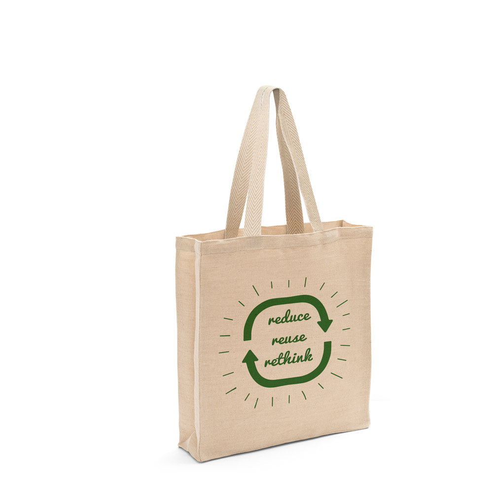PADOVA. Saco em juco (275 g/m²) com bolso interior em 100% algodão (120 g/m²)