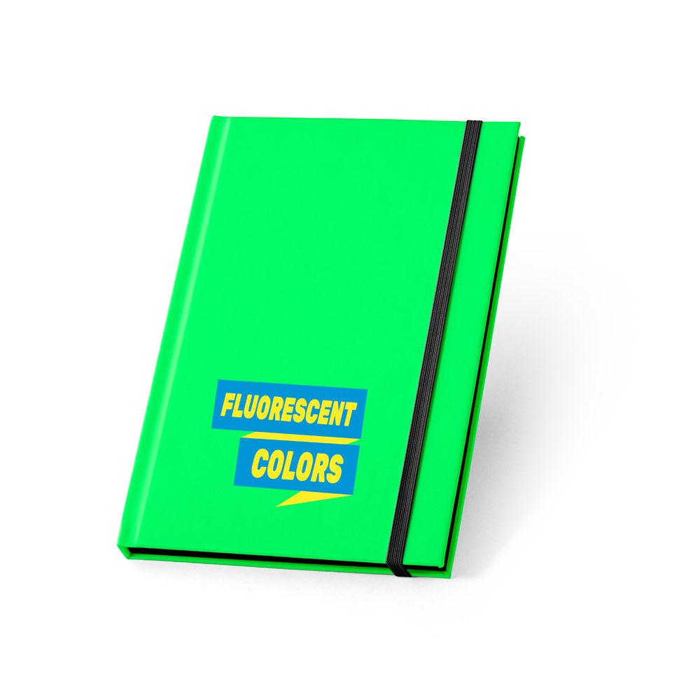 WATTERS. Bloco de notas A5 em PU fluorescente com folhas pautadas