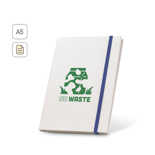 MILKY. Bloco de notas A5 com capa rígida em papel 100% reciclado