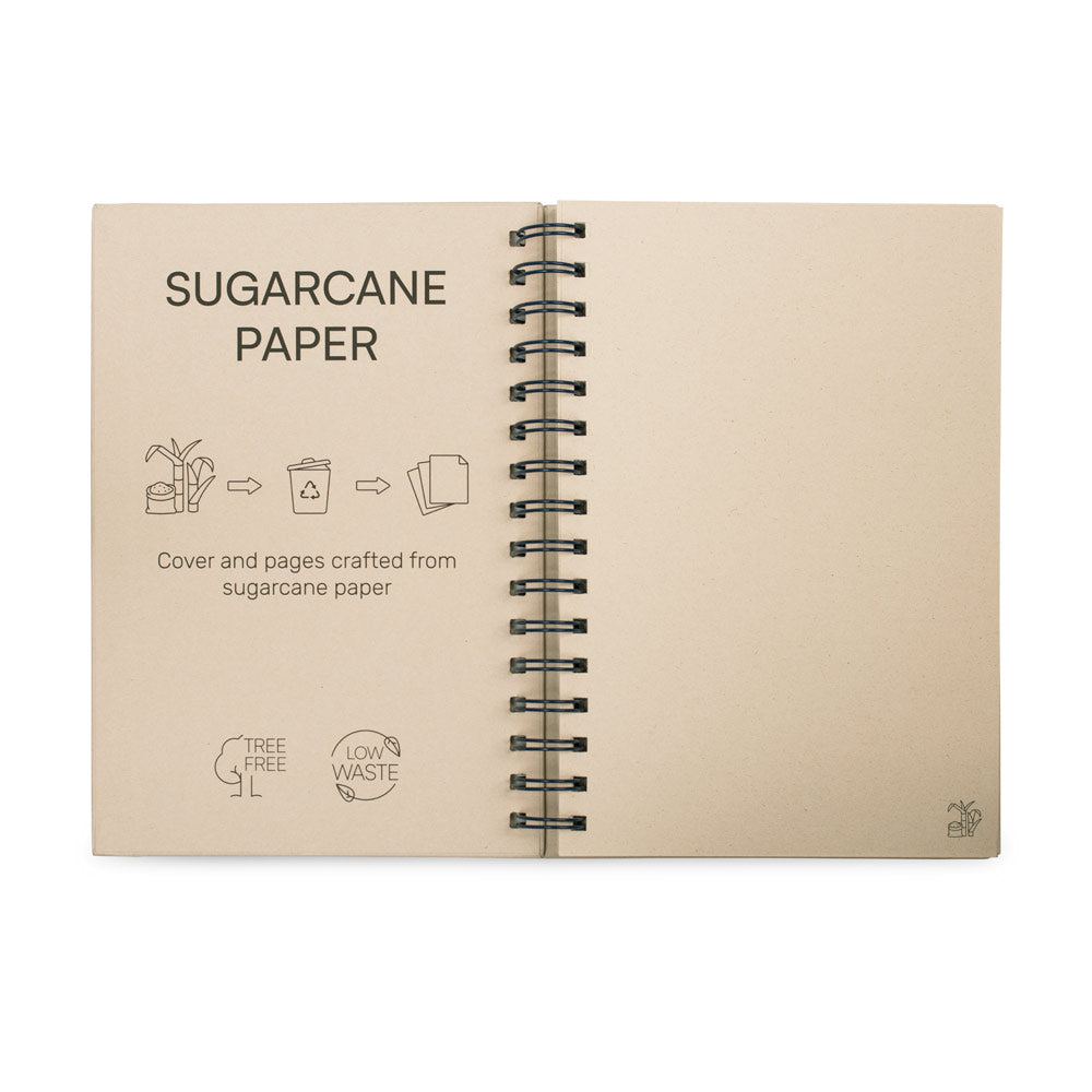 PROUST. Bloco de notas A5 com argolas, capa rígida em papel à base de cana-de-açúcar (80% cana-de-açúcar) com páginas lisas