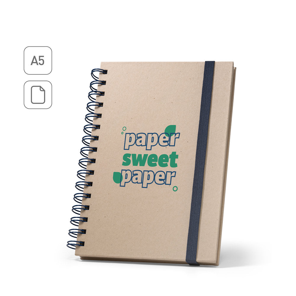PROUST. Bloco de notas A5 com argolas, capa rígida em papel à base de cana-de-açúcar (80% cana-de-açúcar) com páginas lisas