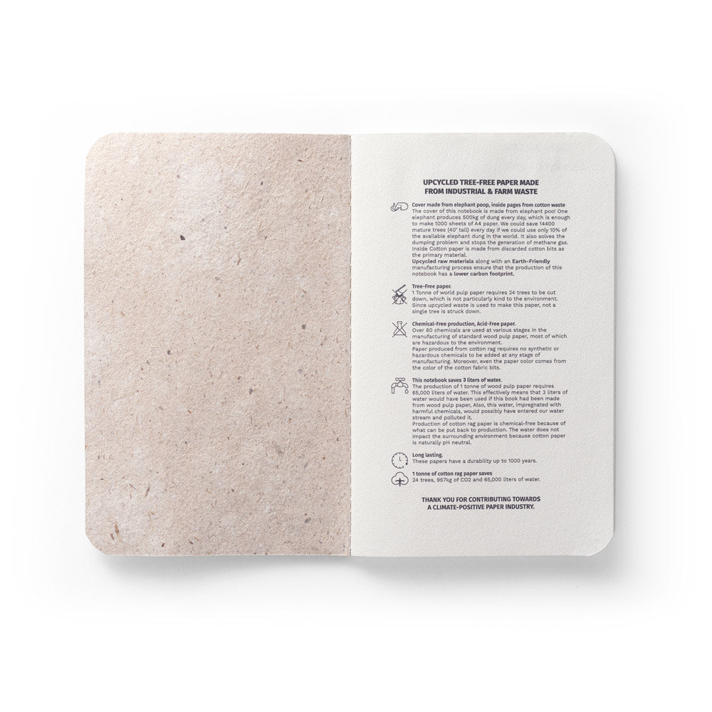 ORGANIC SOFT. Bloco de notas A6 com capa flexível fabricada a partir de matéria orgânica de elefante (80%)