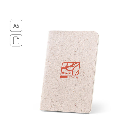 ORGANIC SOFT. Bloco de notas A6 com capa flexível fabricada a partir de matéria orgânica de elefante (80%)