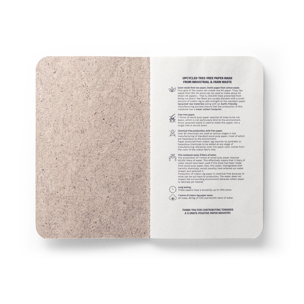 TEAPAD SOFT. Bloco de notas A6 com capa flexível fabricada a partir de restos de folhas de chá (65%)