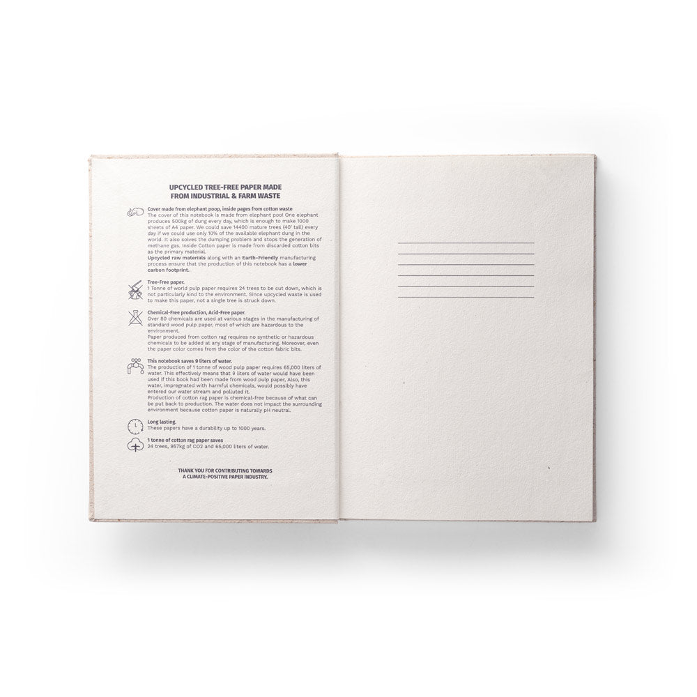 ORGANIC RIGID. Bloco de notas A5 com capa rígida fabricada a partir de matéria orgânica de elefante (80%)