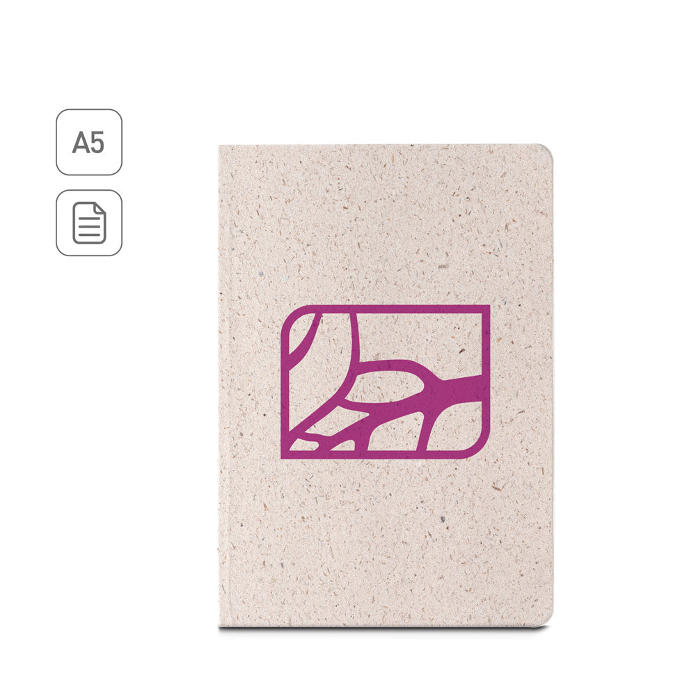 ORGANIC RIGID. Bloco de notas A5 com capa rígida fabricada a partir de matéria orgânica de elefante (80%)