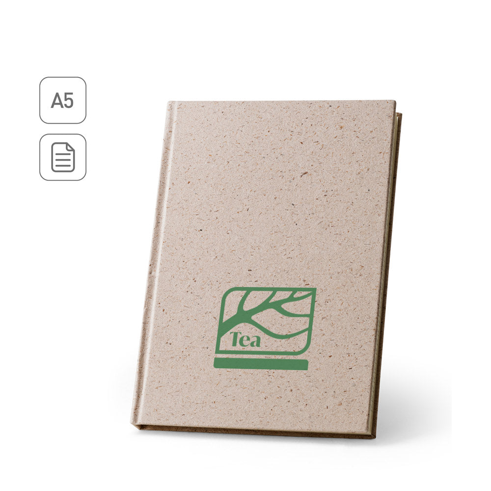 TEAPAD RIGID. Bloco de notas A5 com capa rígida fabricada a partir de restos de folhas de chá (65%)