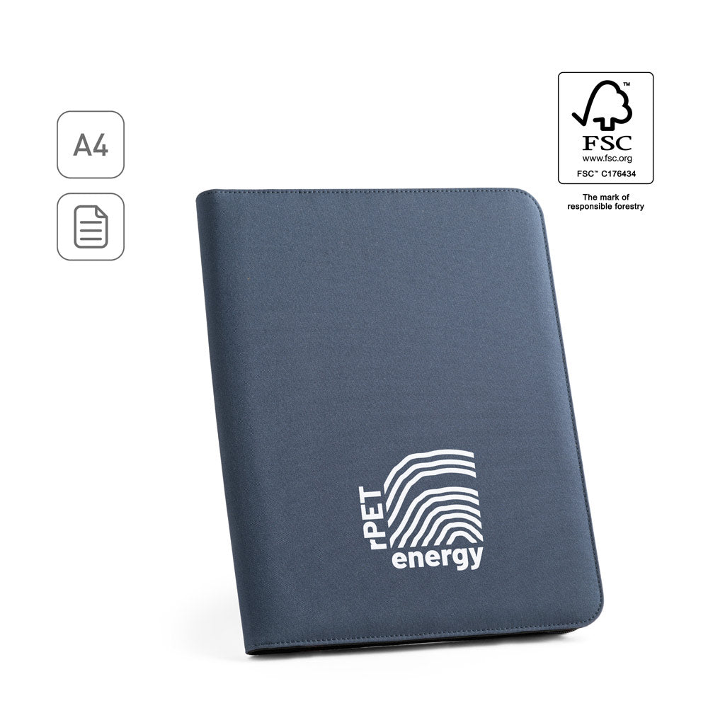EMERGE FOLDER. Pasta A4 em poliéster reciclado (100% rPET) 300D com fecho