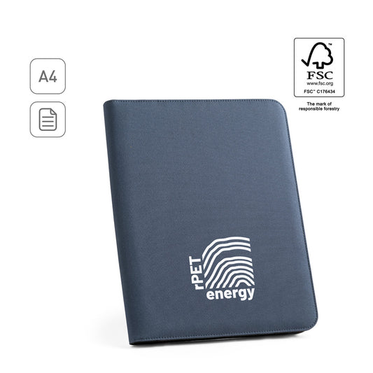 EMERGE FOLDER. Pasta A4 em poliéster reciclado (100% rPET) 300D com fecho