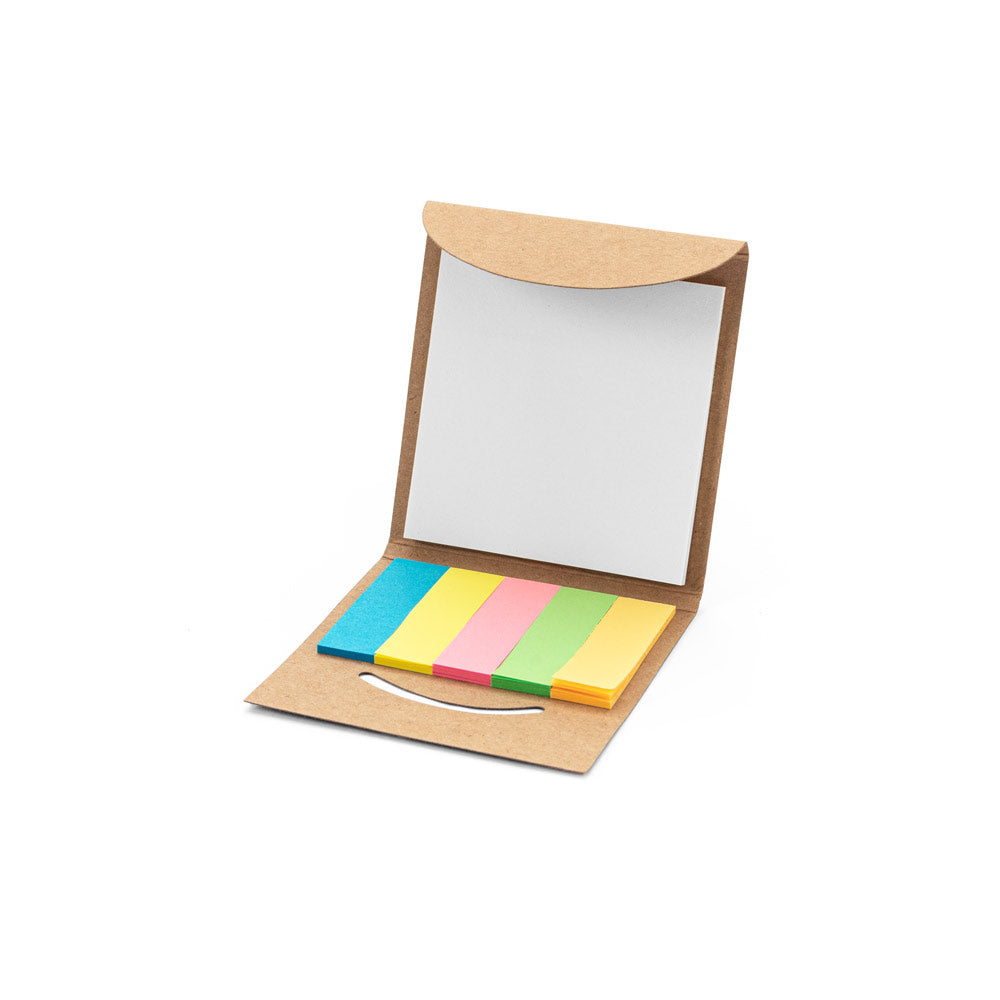 AINSLEY. Conjunto 2 em 1 para escritório, em papel 100% reciclado, com 6 blocos de notas adesivas