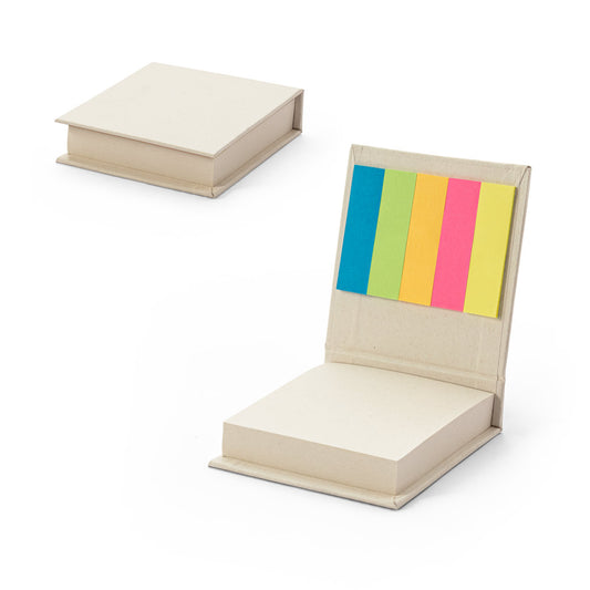 KAIRON. Conjunto 2 em 1 para escritório, em papel 100% reciclado com 6 blocos de notas adesivas