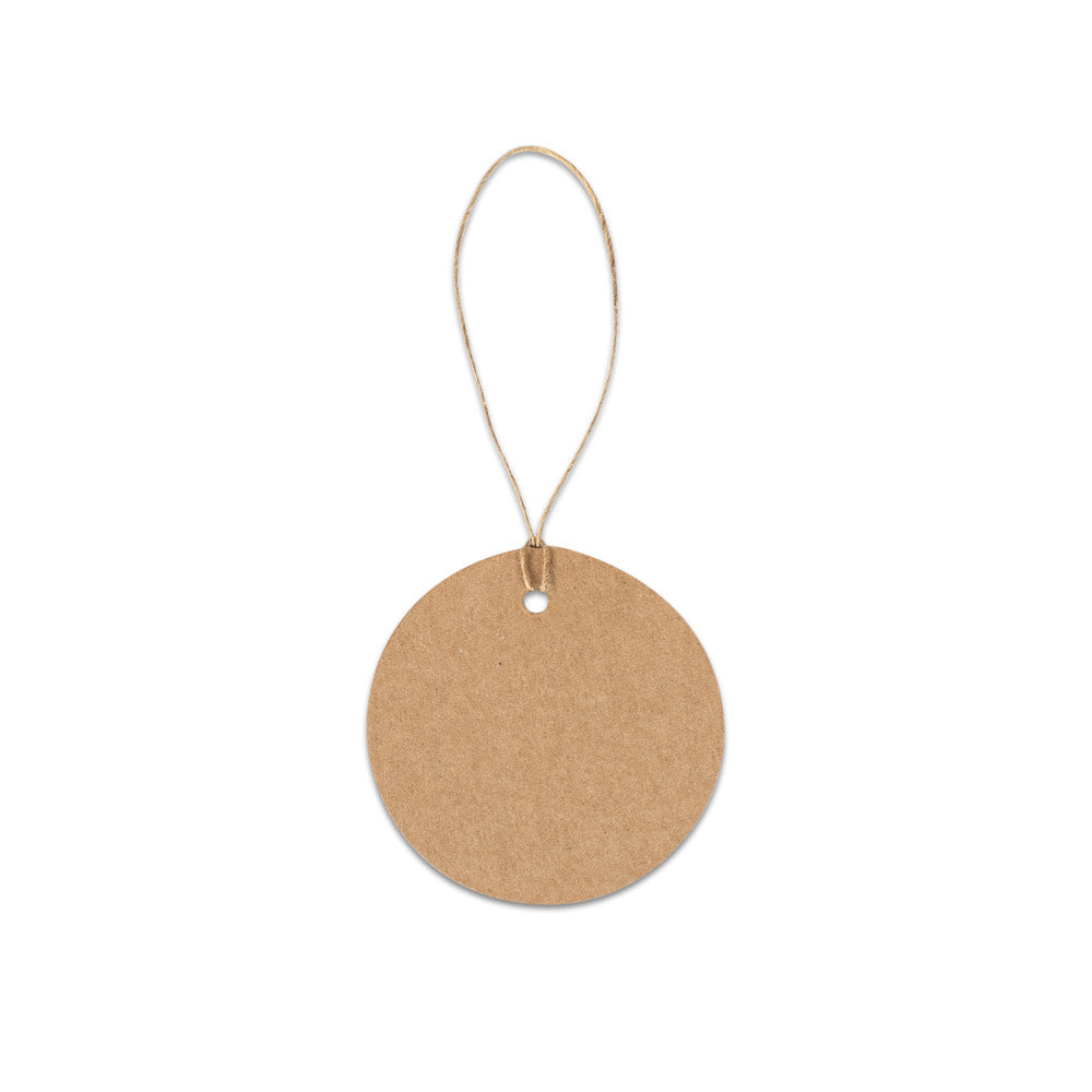 LABEL ROUND. Etiqueta em papel 100% reciclado (700 g/m²) com formato circular