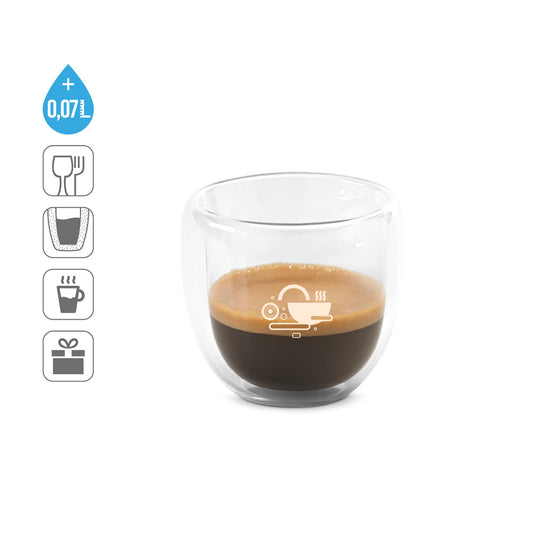 EXPRESSO. Conjunto de café em vidro borossilicato com 2 copos 75 mL