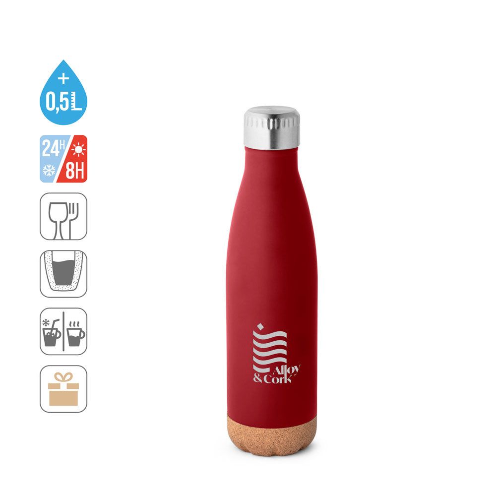 SOLBERG. Garrafa térmica em aço inoxidável e base em cortiça 560 mL