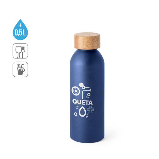 QUETA. Garrafa em alumínio com tampa em bambu 550 mL