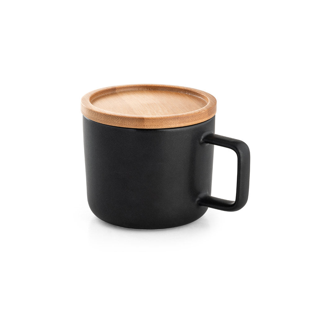 FANGIO. Caneca em cerâmica com base em bambu 220 mL