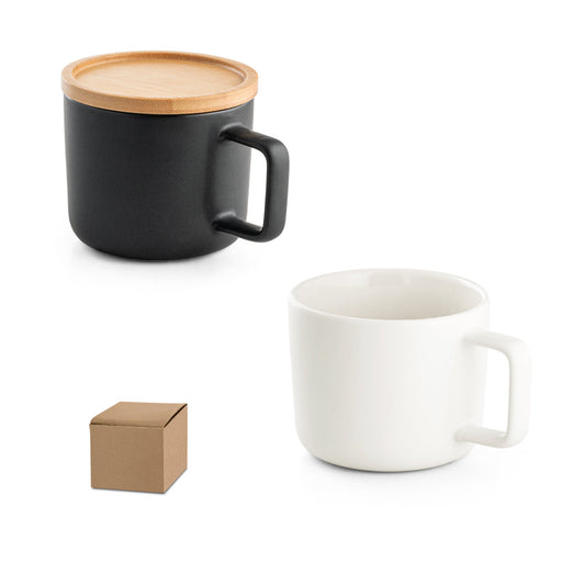 FANGIO. Caneca em cerâmica com base em bambu 220 mL