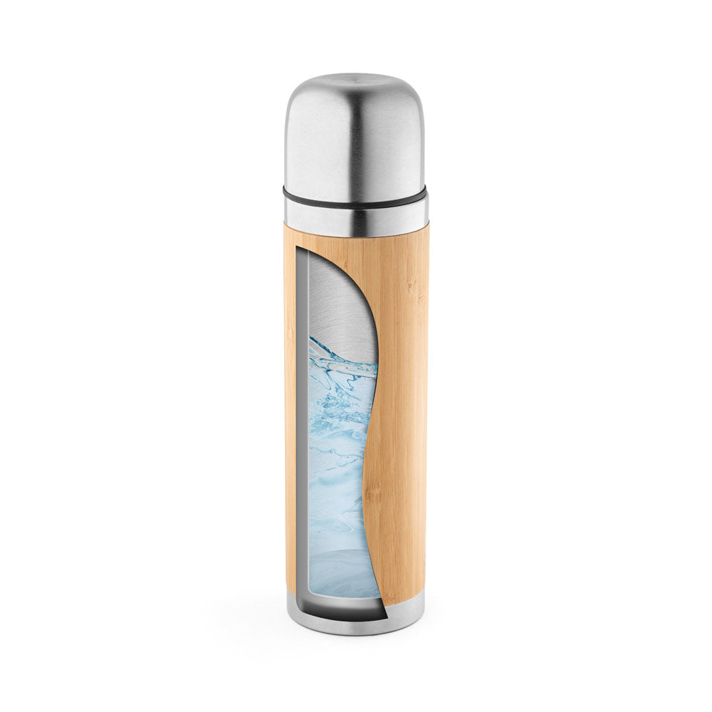 CEYLON. Garrafa térmica em bambu e aço inoxidável 450 mL