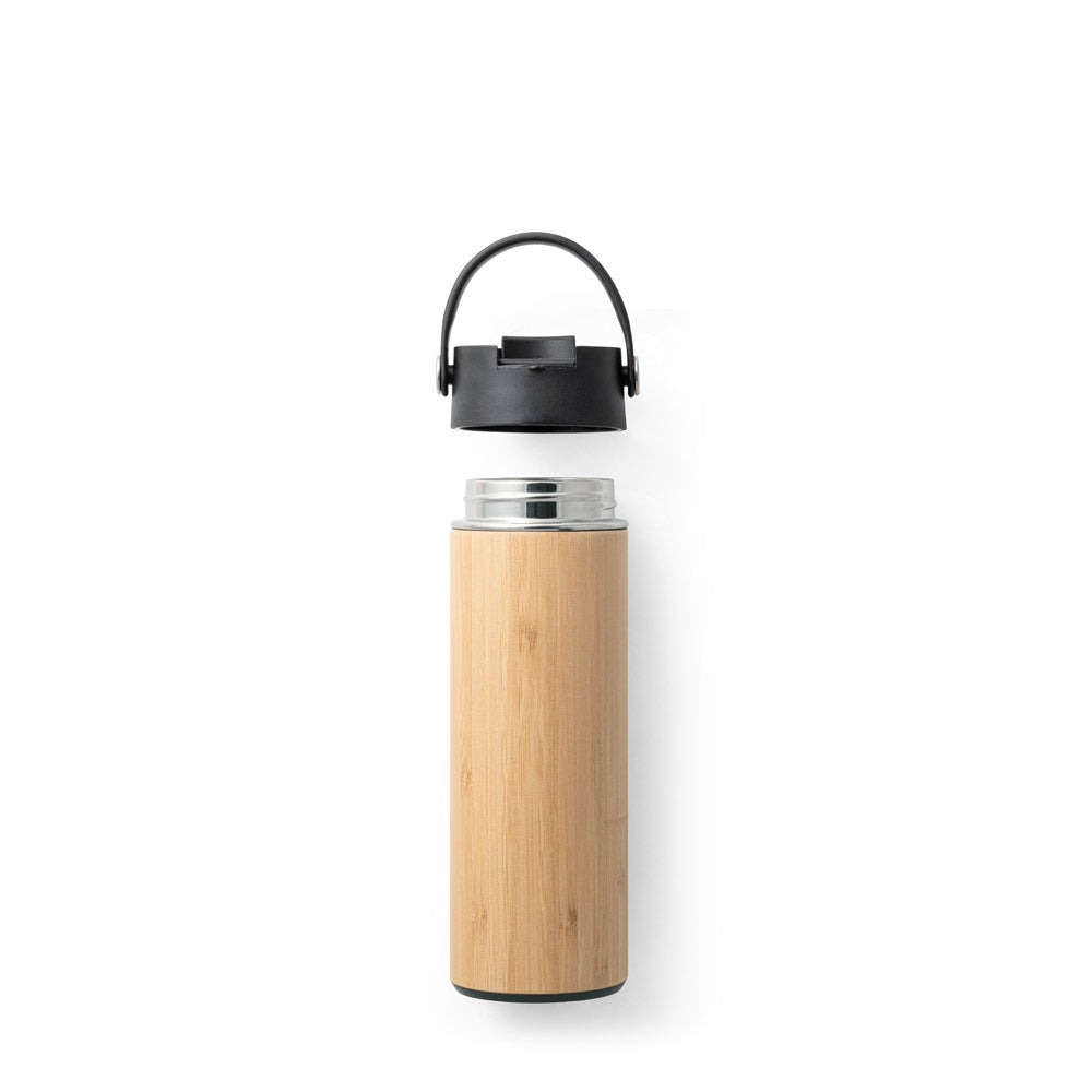 LAVER. Garrafa térmica em bambu, aço inoxidável e PP 440 mL