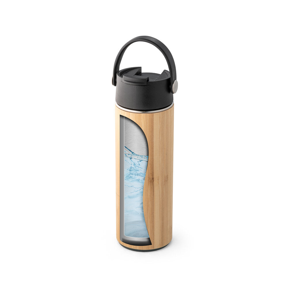 LAVER. Garrafa térmica em bambu, aço inoxidável e PP 440 mL