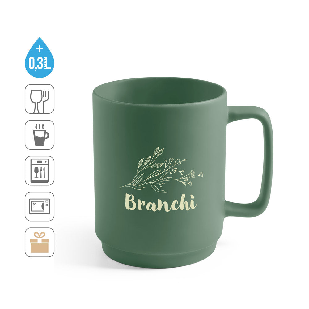 MIGHTY. Caneca em cerâmica com corpo cilindrico 330 mL