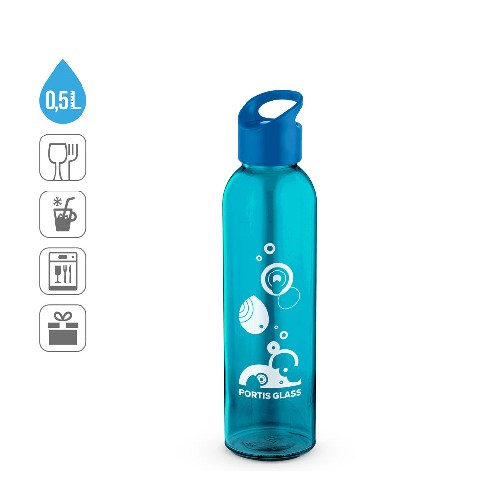 PORTIS GLASS. Garrafa em vidro com tampa em PP 500 mL