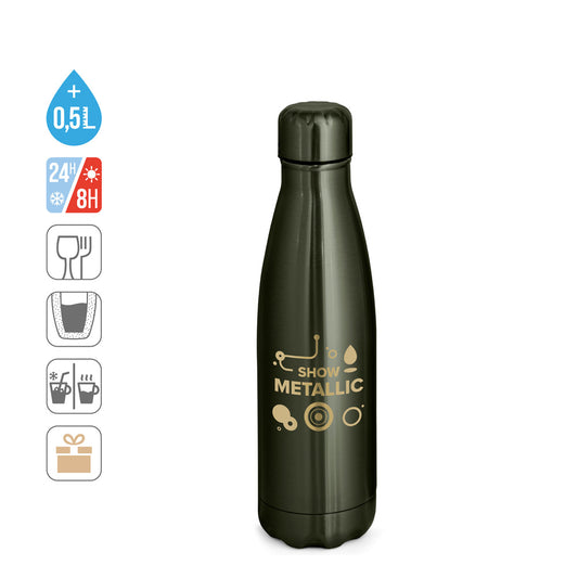 SHOW METALLIC. Garrafa em aço inoxidável com acabamento mate metálico 510 mL