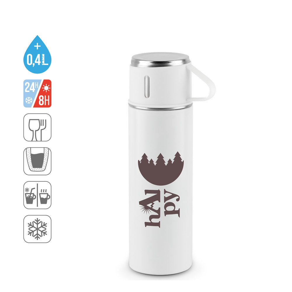 COMANECI. Garrafa em aço inoxidável (90% reciclado) de parede dupla, com acabamento em mate 490 mL