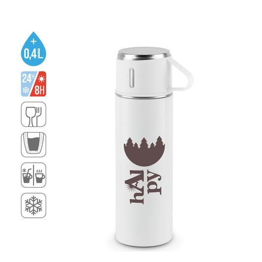 COMANECI. Garrafa em aço inoxidável (90% reciclado) de parede dupla, com acabamento em mate 490 mL