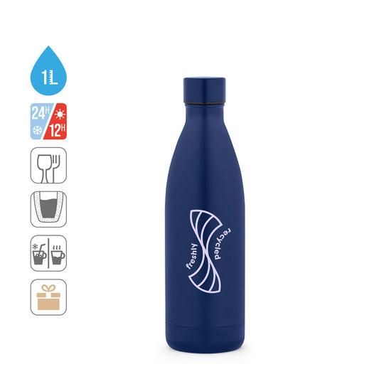 RE-BUFFON XL. Garrafa em aço inoxidável (90% reciclado) de parede dupla 1L