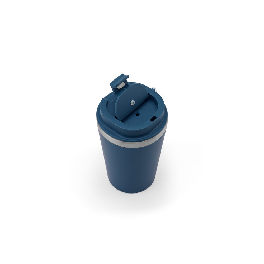 SPITZ. Copo de viagem em aço inoxidável (90% reciclado) e parede externa em PP, com acabamento em mate 440 mL