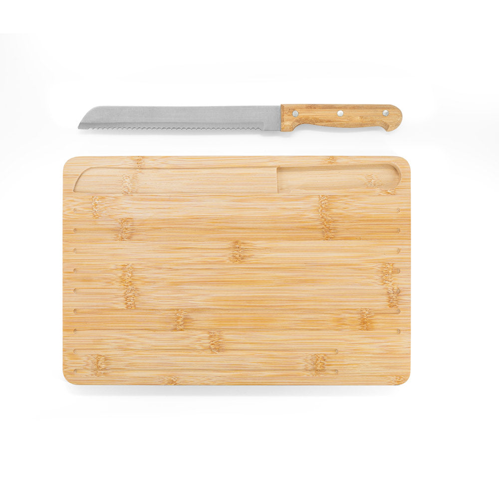 CATCHER. Tábua de cortar pão em bambu com faca incluída