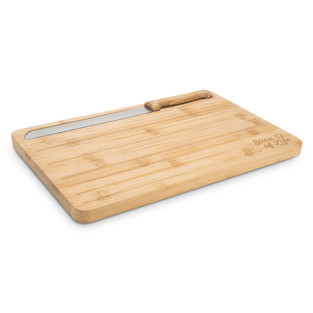 CATCHER. Tábua de cortar pão em bambu com faca incluída