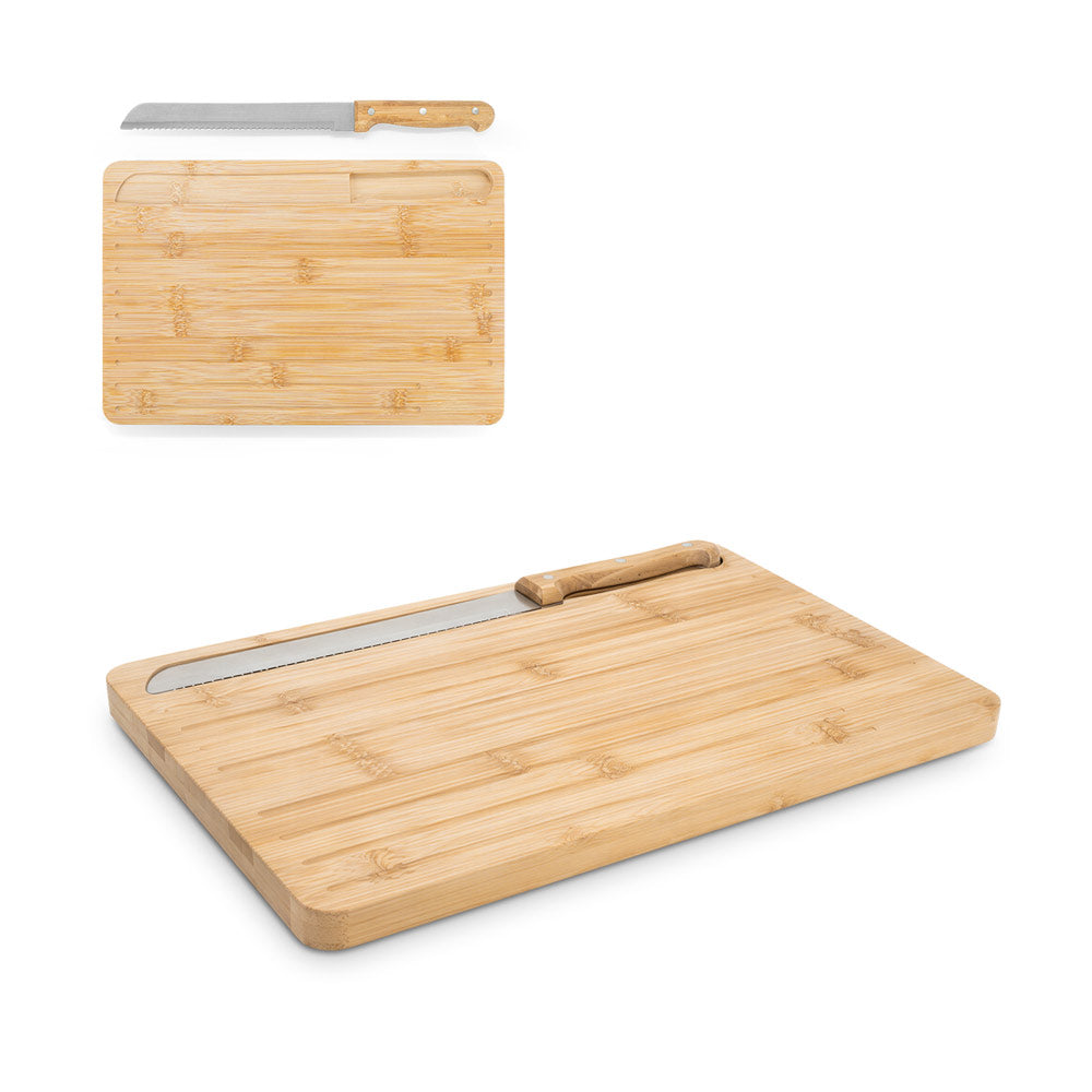 CATCHER. Tábua de cortar pão em bambu com faca incluída