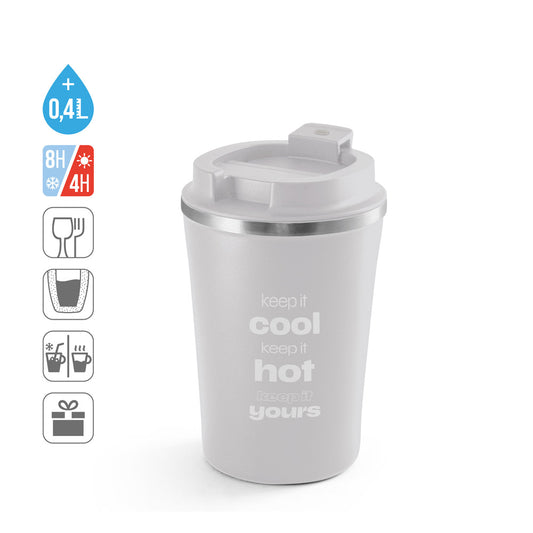 PHELPS CERAMIC. Copo de viagem em aço inoxidável com acabamento interior em cerâmica 470 mL