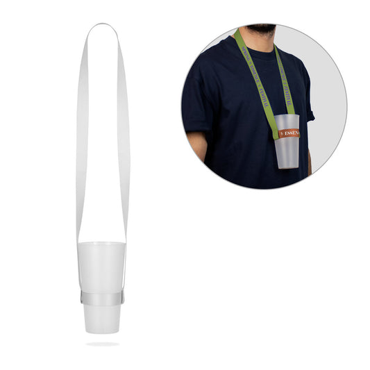 BRADFORD. Lanyard e porta copos para sublimação em poliéster reciclado (100% rPET)