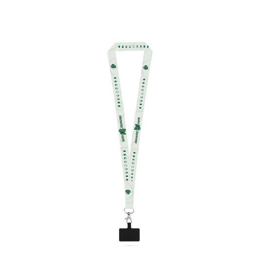 EPSOM. Lanyard para sublimação em poliéster reciclado (100% rPET) com mosquetão e suporte para smartphone