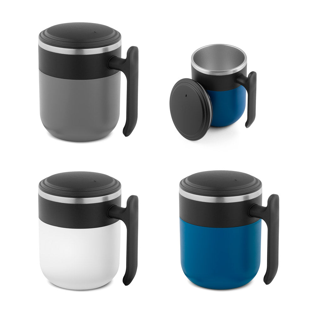 MALDINI. Caneca de viagem com parede interior em aço inoxidável e acabamento mate 400 mL