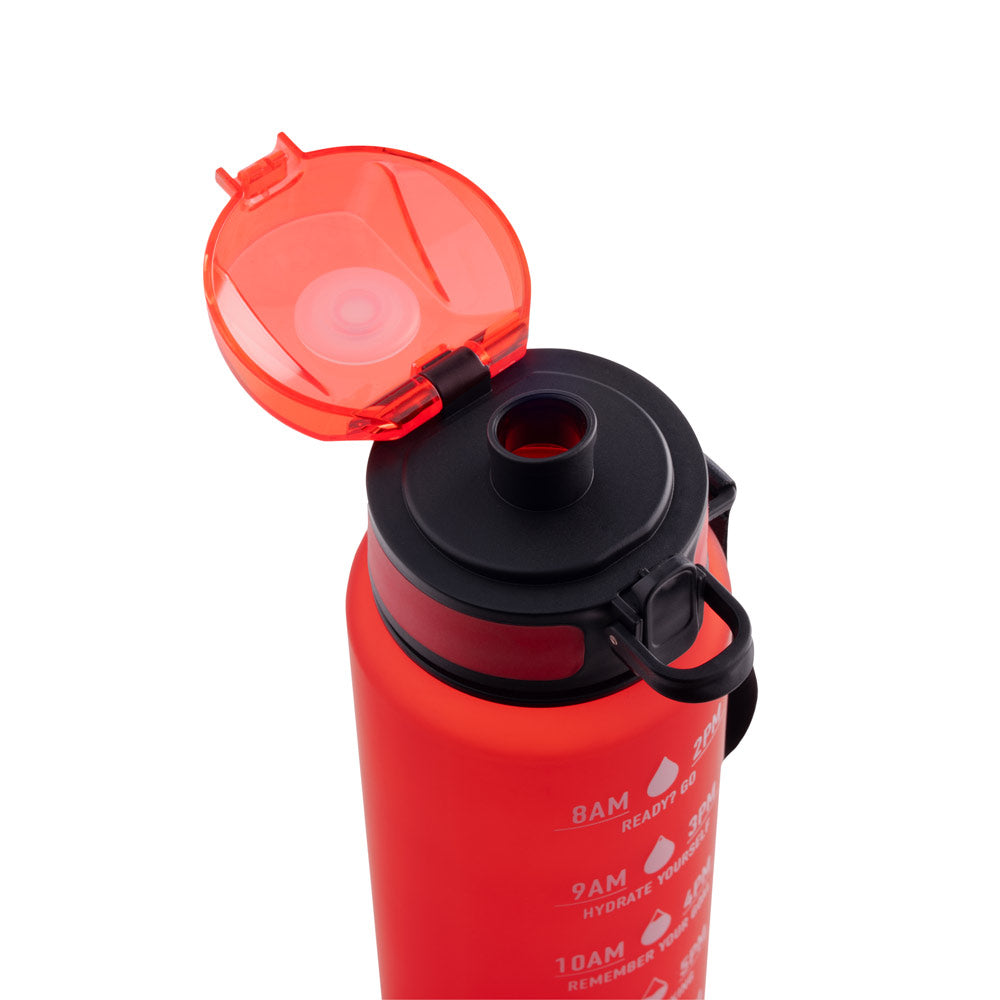 ERIKSSON. Garrafa em PET reciclado (100% rPET), com frases motivacionais e horas indicadas para te incentivar a beber água e manteres-te hidratado durante o dia