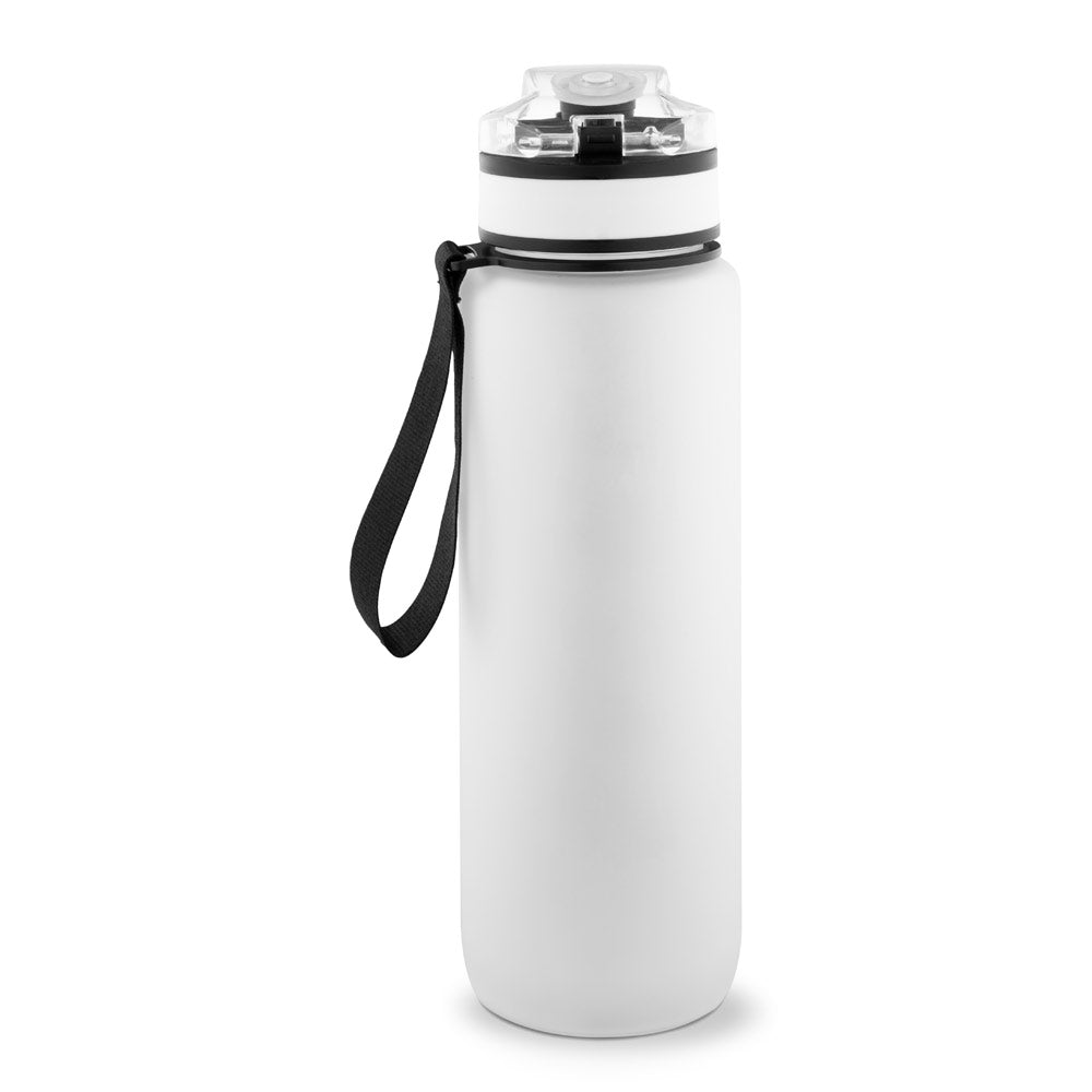 ERIKSSON. Garrafa em PET reciclado (100% rPET), com frases motivacionais e horas indicadas para te incentivar a beber água e manteres-te hidratado durante o dia