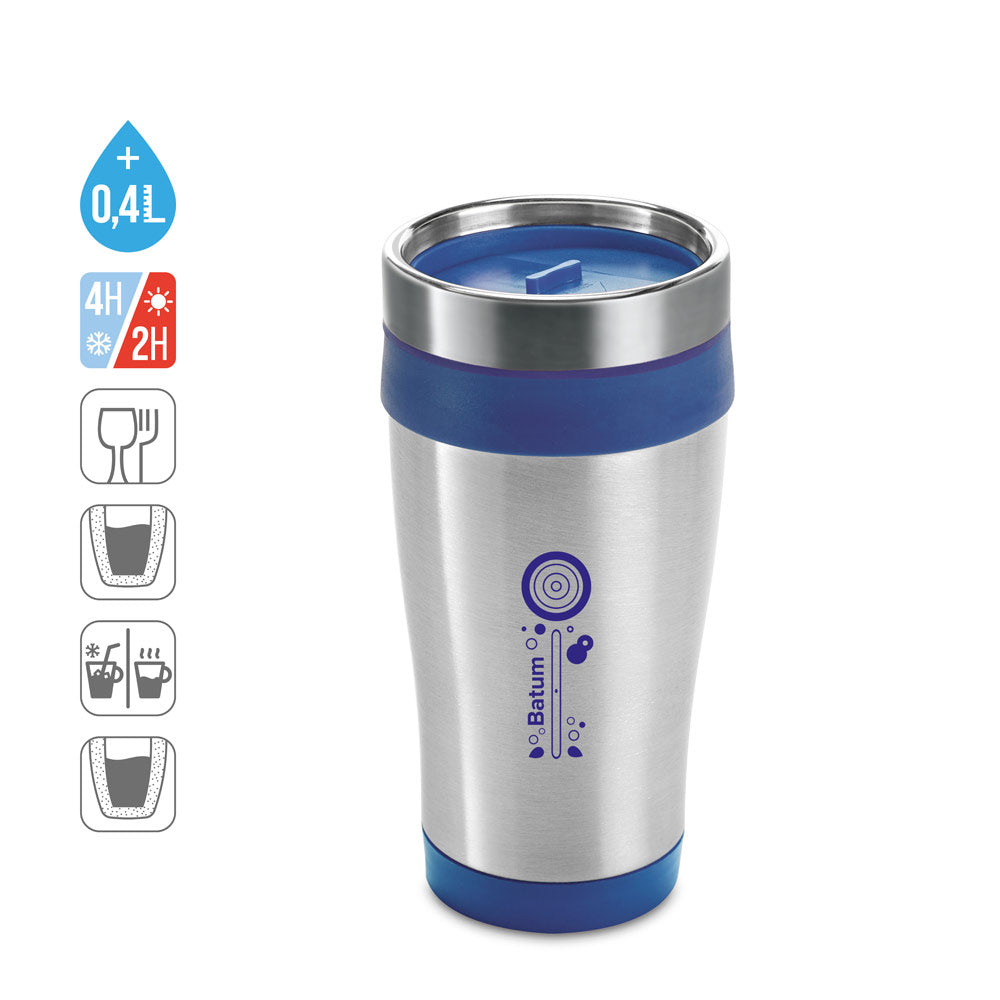 BATUM. Copo de viagem em aço inoxidável e PP 420 mL
