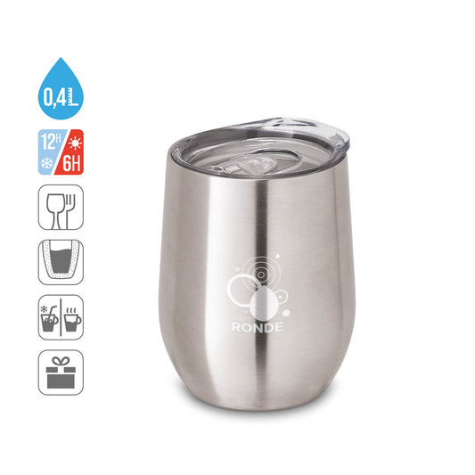 RONDE. Copo de viagem em aço inoxidável 400 mL