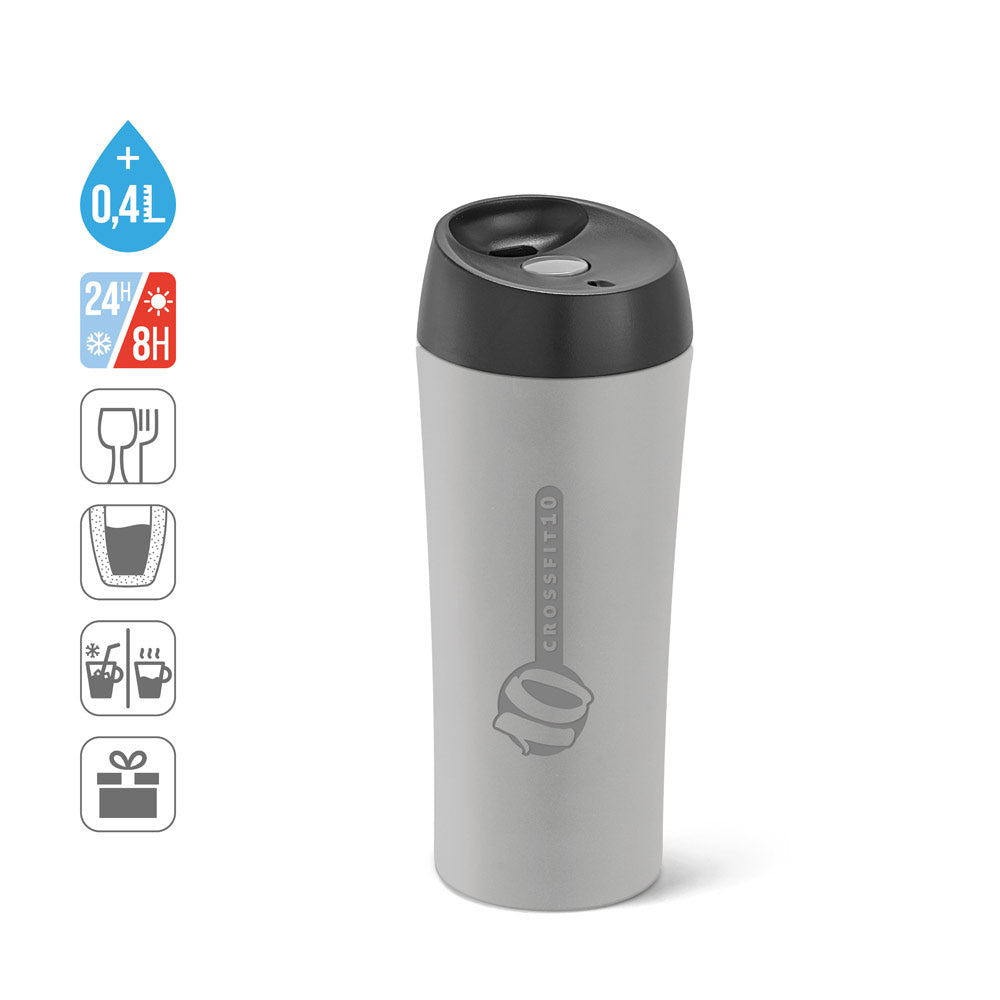 MONARDA. Copo de viagem em aço inoxidável e PP 470 mL
