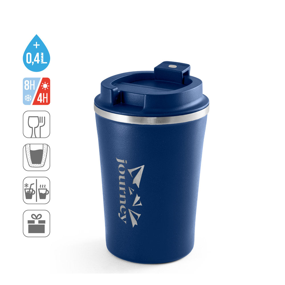 PHELPS. Copo de viagem em aço inoxidável e PP 470 mL