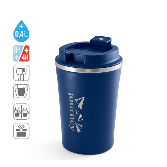 PHELPS. Copo de viagem em aço inoxidável e PP 470 mL