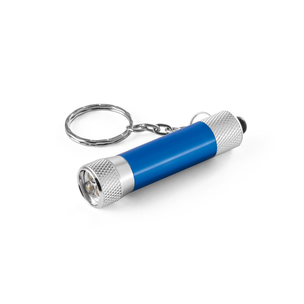 RE-LERGAN. Porta-chaves em alumínio (92% reciclado) com lanterna de 3 luzes LEDs
