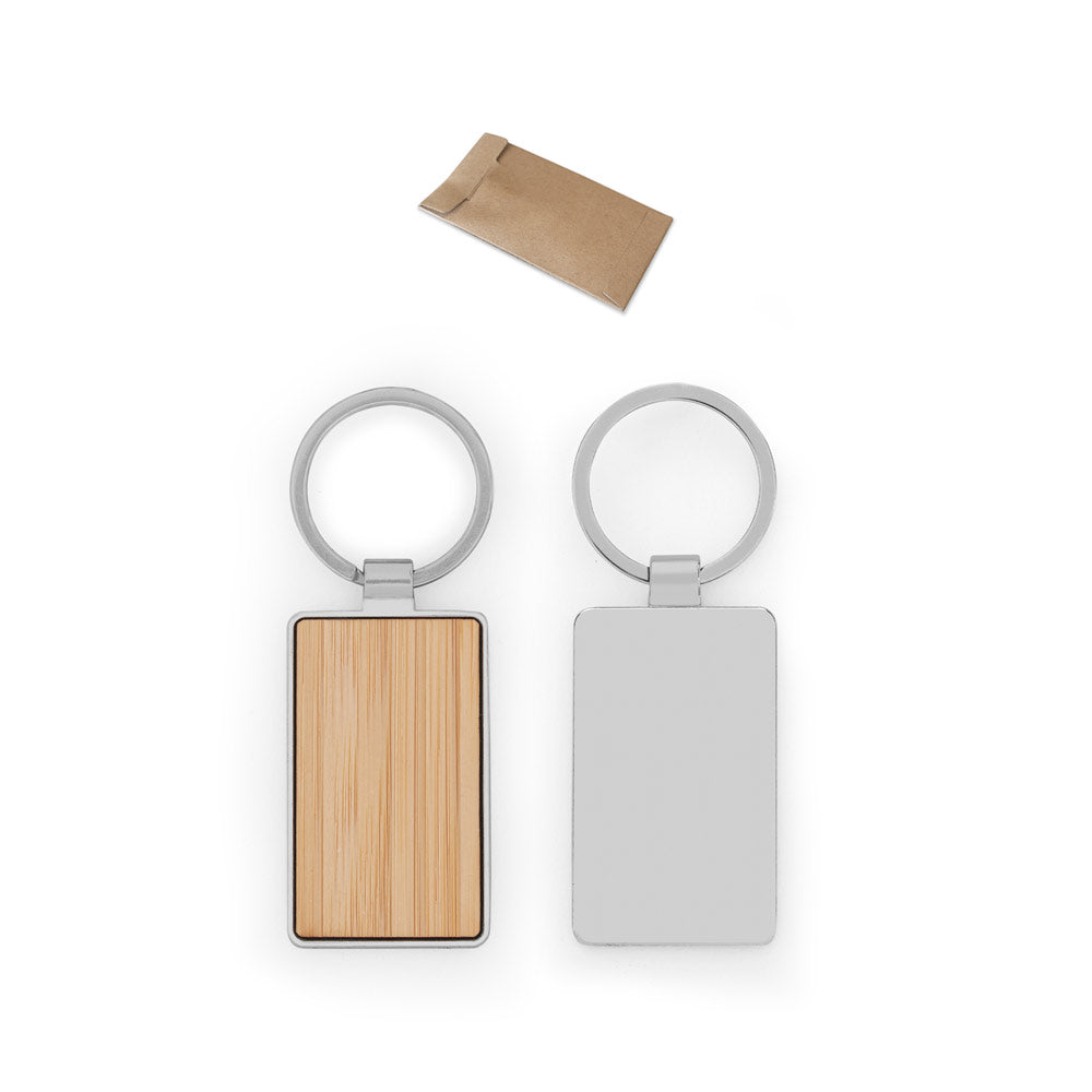 GASTON RECTANGULAR. Porta-chaves em ferro com formato retangular em zinco e bambu