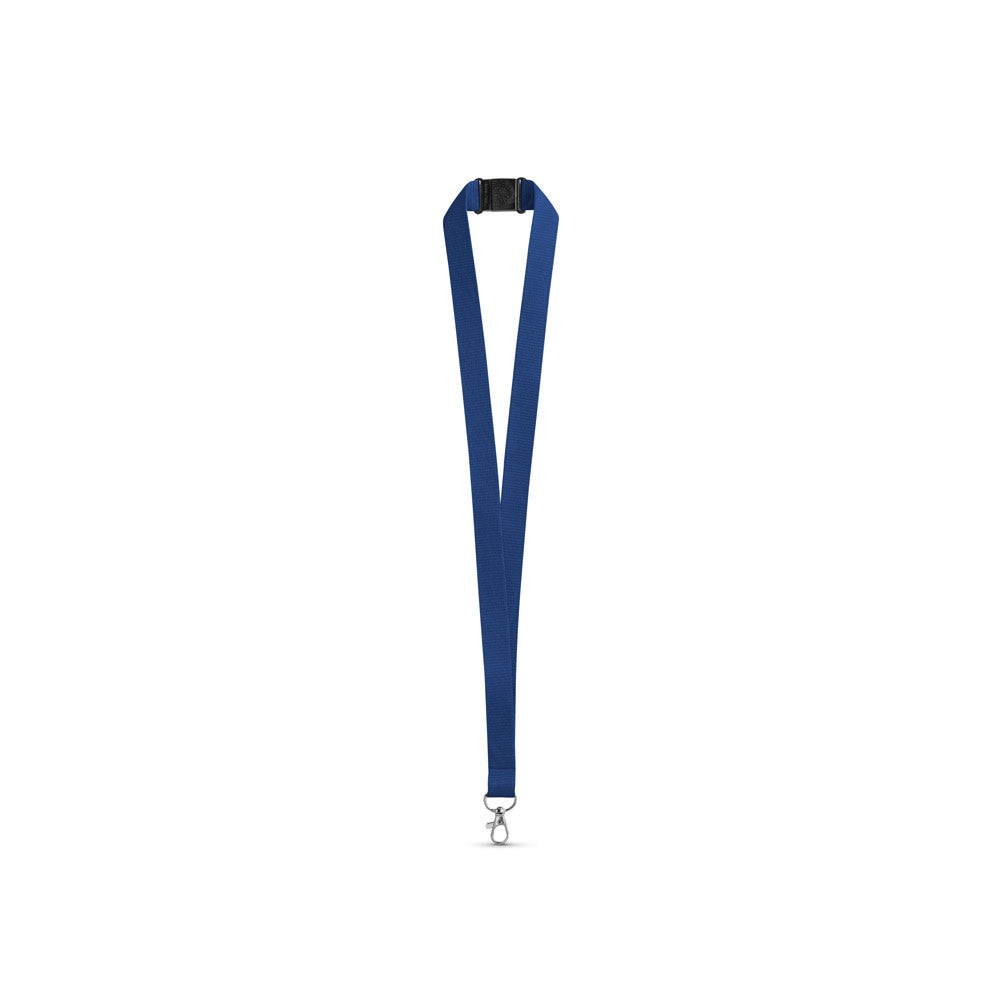 LEEDS. Lanyard em poliéster com fecho de segurança