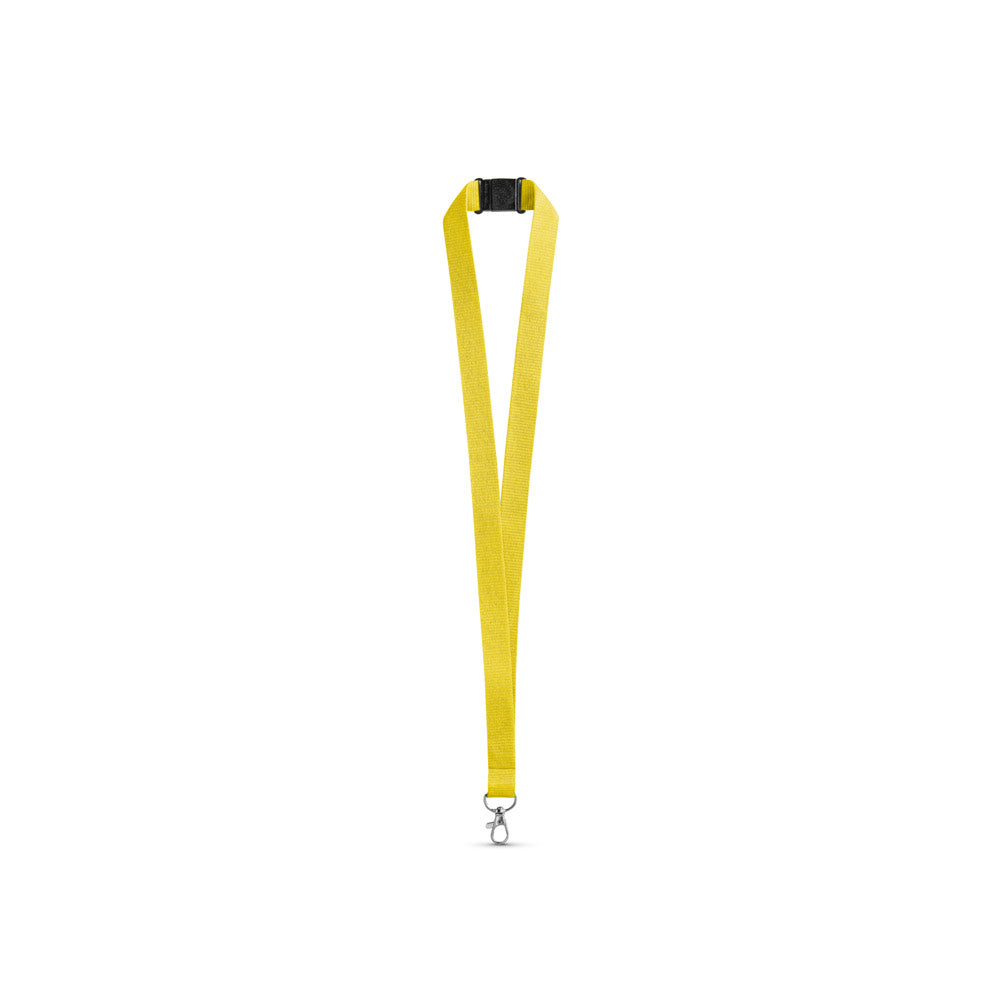 LEEDS. Lanyard em poliéster com fecho de segurança